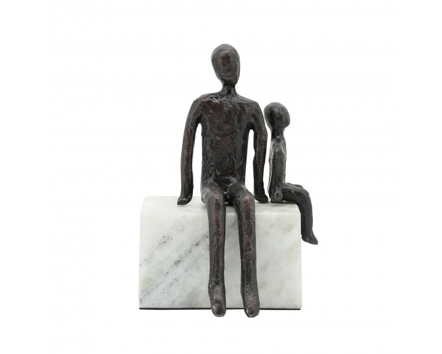 Sagebrook - 9" Metal Dad & Son Sitting Sculpture