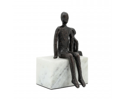 Sagebrook - 9" Metal Dad & Son Sitting Sculpture