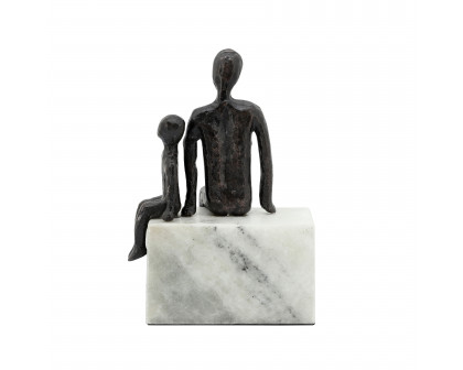 Sagebrook - 9" Metal Dad & Son Sitting Sculpture