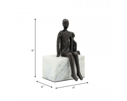 Sagebrook - 9" Metal Dad & Son Sitting Sculpture