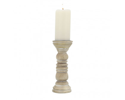 Sagebrook - 10" Wooden Pillar Holder in Natural