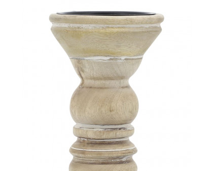 Sagebrook - 10" Wooden Pillar Holder in Natural