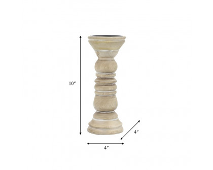 Sagebrook - 10" Wooden Pillar Holder in Natural