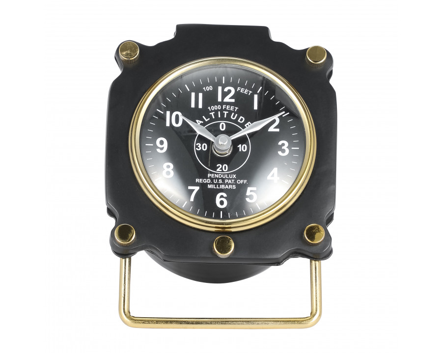 Sagebrook - 6" Metal Altimeter Table Clock in Black