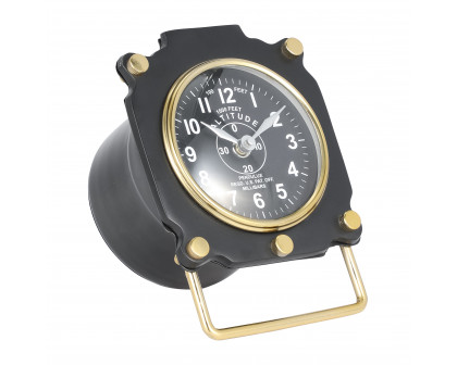 Sagebrook - 6" Metal Altimeter Table Clock in Black