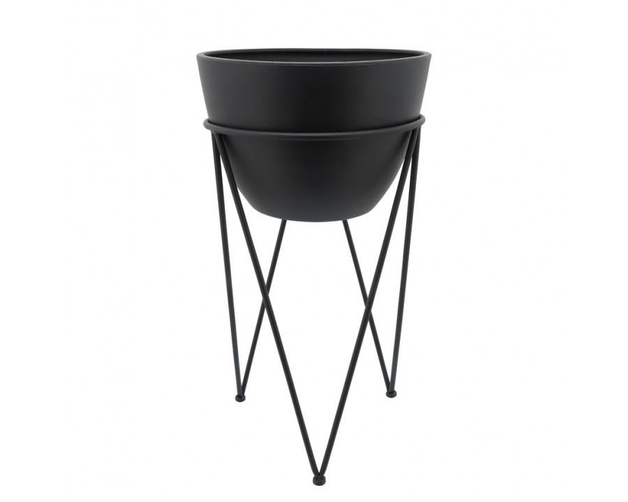 Sagebrook - 14" Metal Planter In Stand in Black