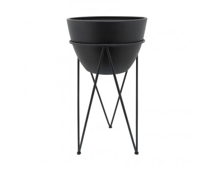 Sagebrook - 14" Metal Planter In Stand in Black