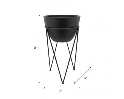 Sagebrook - 14" Metal Planter In Stand in Black