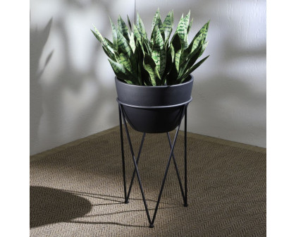 Sagebrook - 14" Metal Planter In Stand in Black