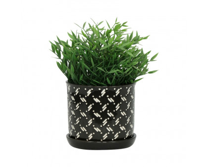 Sagebrook 6"/8" Dots Planters With Saucer (Set Of 2) - Black