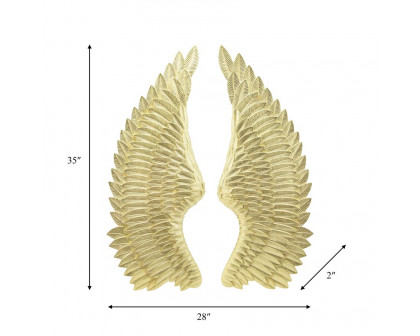 Sagebrook - Resin Angel Wings Wall Accents (Set Of 2) in Gold