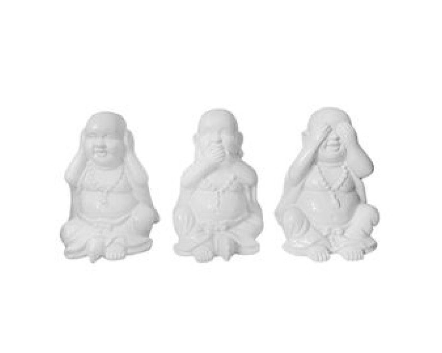 Sagebrook - Hear No, Speak No, See No Buddhas (Set Of 3) in White