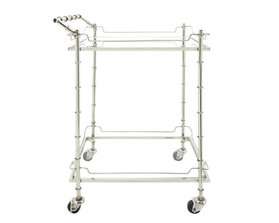 Sagebrook Two Tier Rolling Bar Cart - Silver