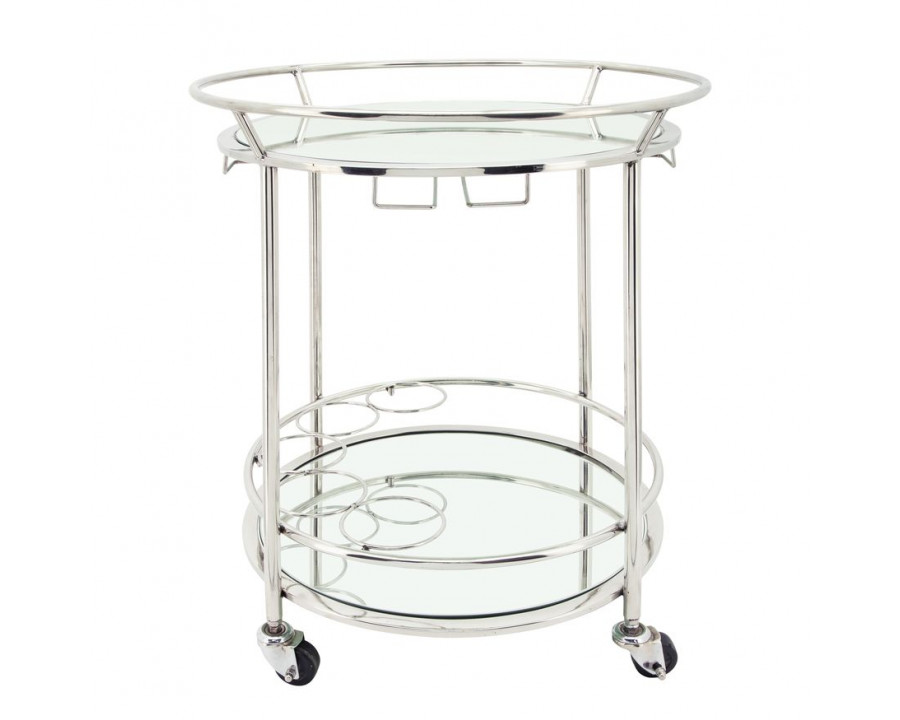 Sagebrook Two Tier Round Rolling Bar Cart