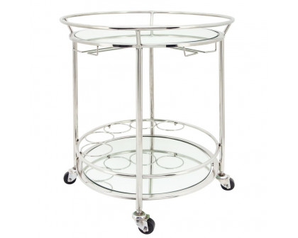 Sagebrook Two Tier Round Rolling Bar Cart