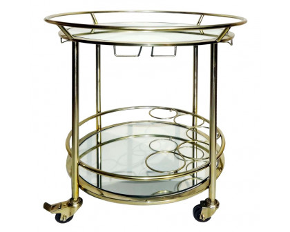 Sagebrook Two Tier Round Rolling Bar Cart