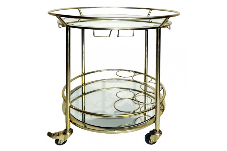 Sagebrook™ Two Tier Round Rolling Bar Cart - Gold