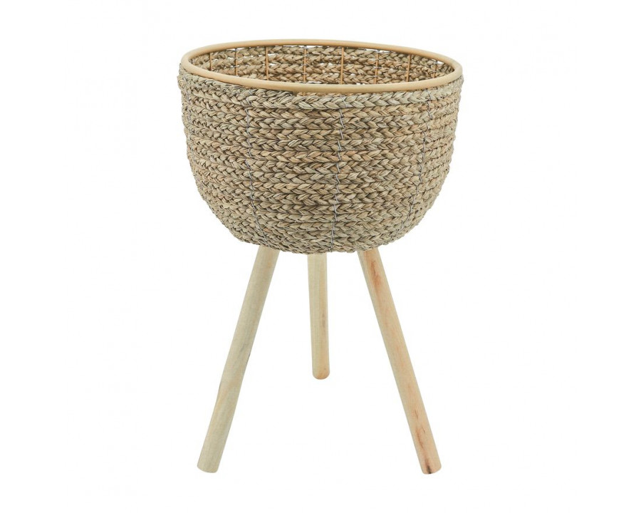 Sagebrook 14" Wicker Planter With Legs - Natural