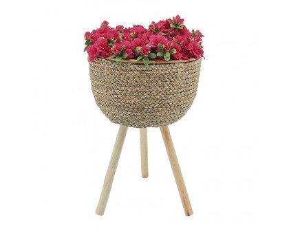 Sagebrook 14" Wicker Planter With Legs - Natural