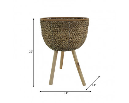 Sagebrook 14" Wicker Planter With Legs - Natural