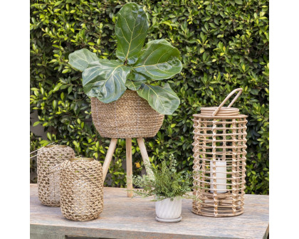 Sagebrook 14" Wicker Planter With Legs - Natural