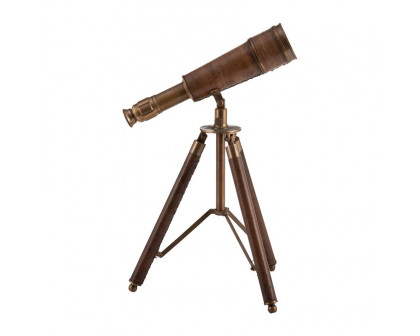 Sagebrook - 13" Metal Scope On Stand in Brown