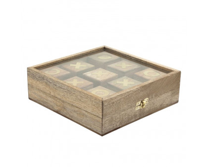 Sagebrook - 10"x10" Wood Tic-Tac-Toe in Natural