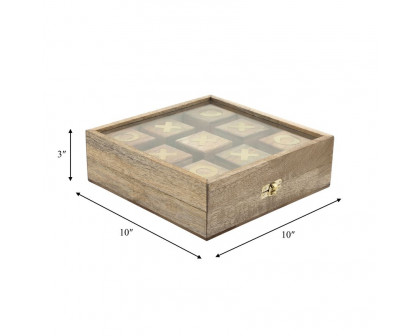 Sagebrook - 10"x10" Wood Tic-Tac-Toe in Natural