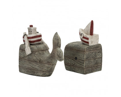 Sagebrook - 7" Resin Whale Bookends (Set Of 2) in Natural