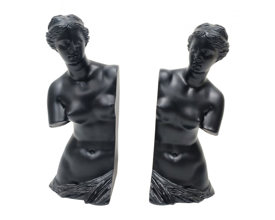 Sagebrook 11" Resin Greek Godess (Set Of 2) - Black