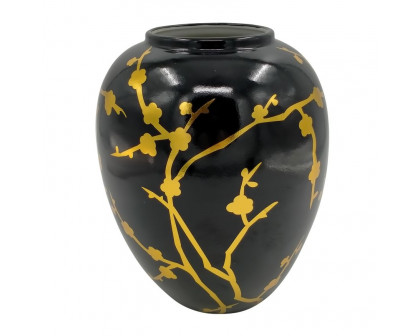 Sagebrook 15" Ceramic Vase With Gold Decal