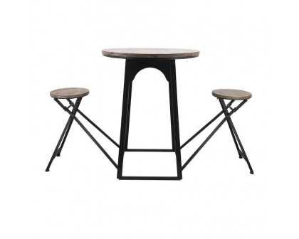 Sagebrook Wood/Metal Accent Table With Folding Chairs - Brown