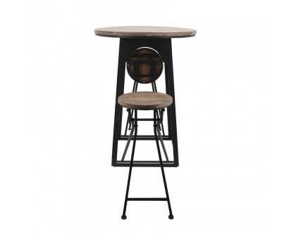 Sagebrook Wood/Metal Accent Table With Folding Chairs - Brown