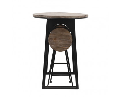 Sagebrook Wood/Metal Accent Table With Folding Chairs - Brown