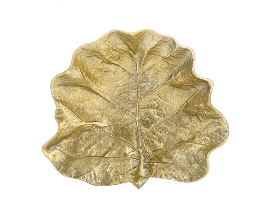 Sagebrook 13" Metal Round Leaf Tray - Gold