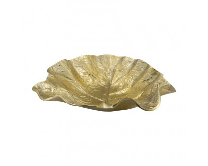 Sagebrook 13" Metal Round Leaf Tray - Gold