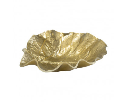 Sagebrook 13" Metal Round Leaf Tray - Gold