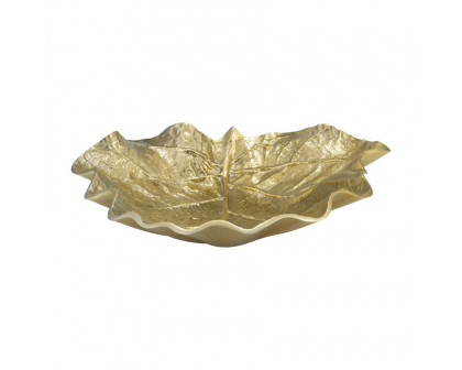 Sagebrook 13" Metal Round Leaf Tray - Gold