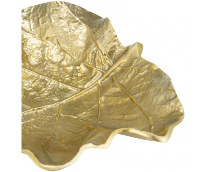 Sagebrook 13" Metal Round Leaf Tray - Gold