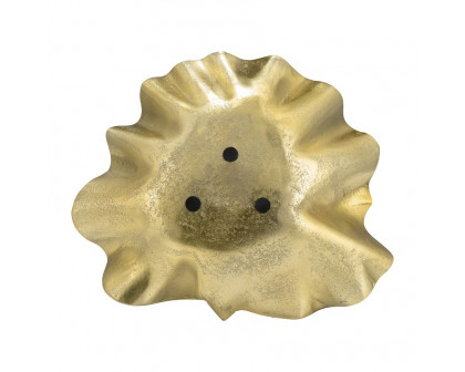 Sagebrook 13" Metal Round Leaf Tray - Gold