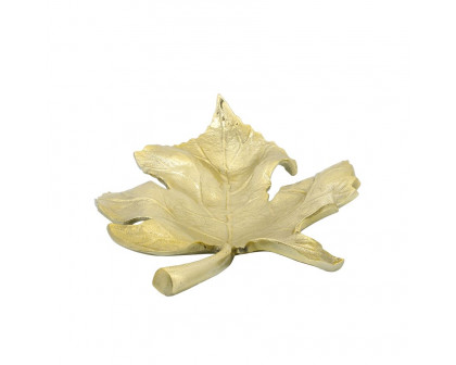 Sagebrook 13" Metal Maple Leaf Tray - Gold