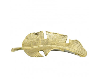 Sagebrook 13" Metal Tropical Leaf Tray - Gold