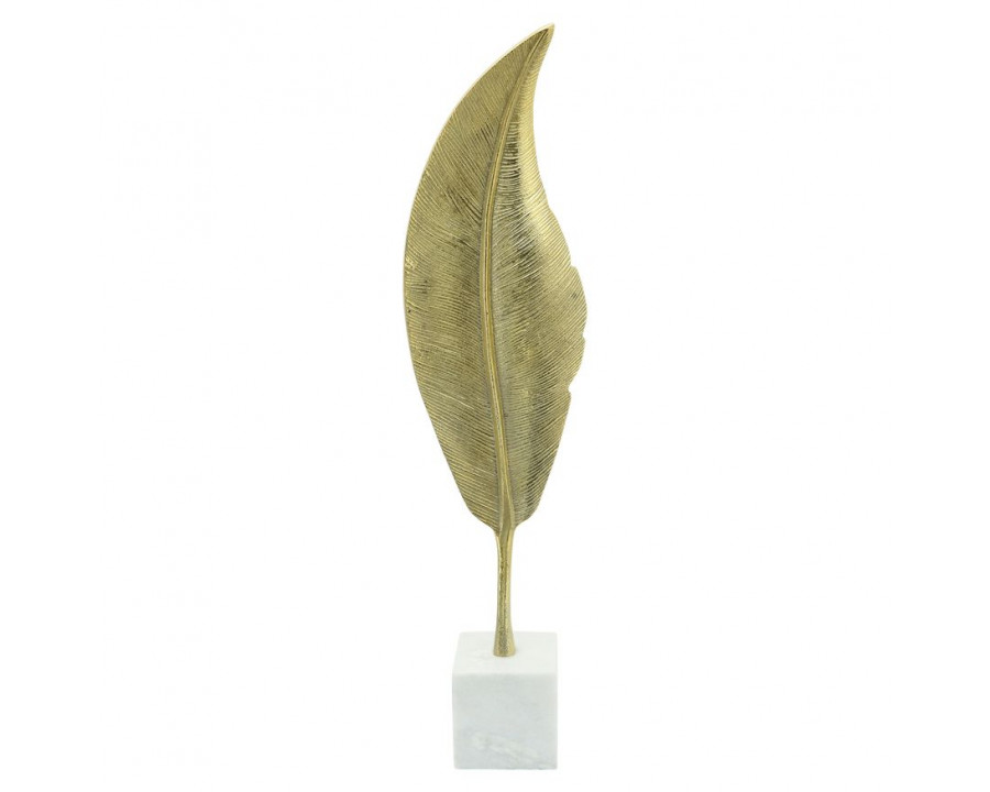 Sagebrook - 28" Metal Leaf On Stand in Gold