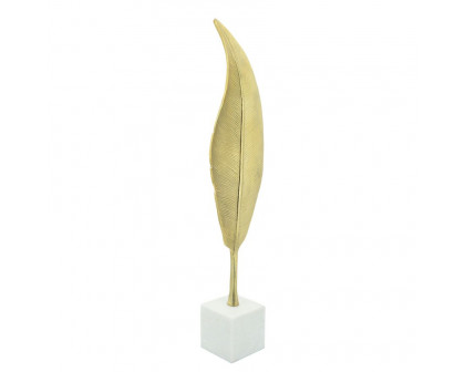 Sagebrook - 28" Metal Leaf On Stand in Gold