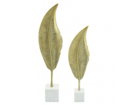 Sagebrook - 28" Metal Leaf On Stand in Gold