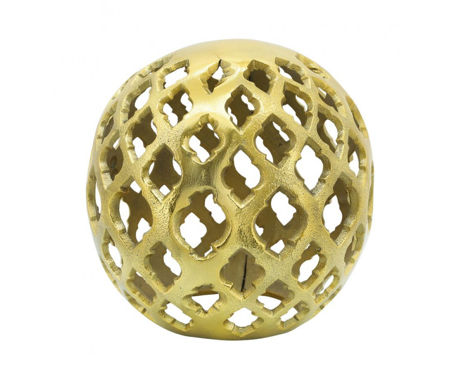 Sagebrook 8" Metal Cut-out Orb - Gold