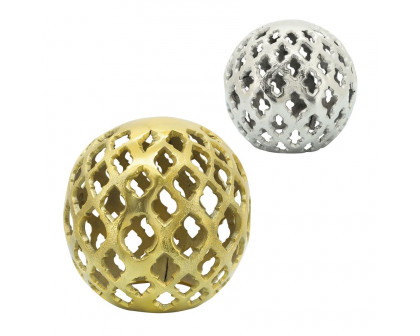 Sagebrook 8" Metal Cut-out Orb - Gold