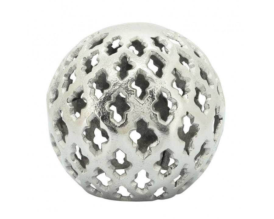 Sagebrook 8" Metal Cut-out Orb - Silver