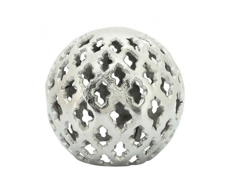 Sagebrook 6" Metal Cut-out Orb - Silver