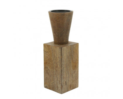 Sagebrook - 13" Wood Geometric Candle Holder